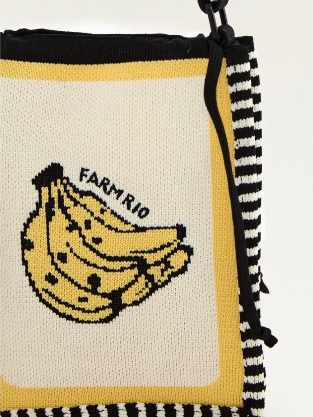 💛 FARM Rio 🤍 NWT 🖤 Yellow Banana Knit Crossbody Bag 🍌